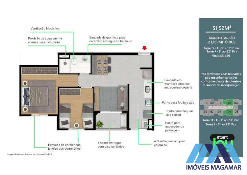Start Joy, 1 quarto, 42m² - Imóveis Magamar