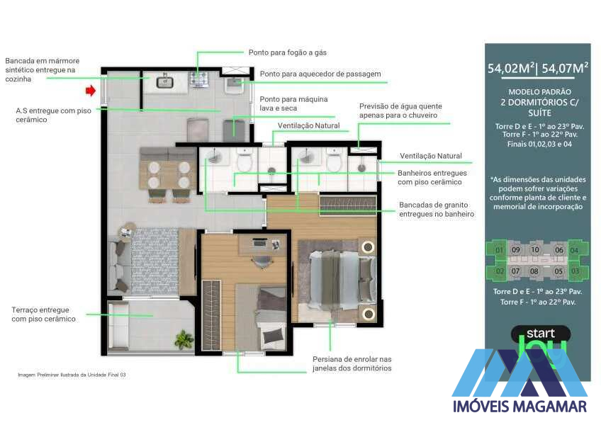 Start Joy, 1 quarto, 42m² - Imóveis Magamar
